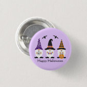 Happy Halloween Gnomes Lila Orange Button (Vorne & Hinten)