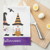 Happy Halloween Gnomes Lila Orange Geschirrtuch (Viertel Falte)