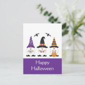 Happy Halloween Gnomes Lila Orange Postkarte (Stehend Vorderseite)