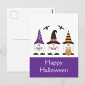 Happy Halloween Gnomes Lila Orange Postkarte (Vorne/Hinten)