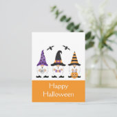 Happy Halloween Gnomes Lila Orange Postkarte (Stehend Vorderseite)