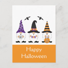 Happy Halloween Gnomes Lila Orange Postkarte