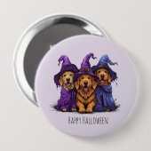 Happy Halloween Golden Retriever Hunde Hexen Button (Vorne & Hinten)