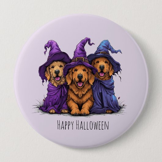 Happy Halloween Golden Retriever Hunde Hexen Button (Vorderseite)