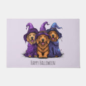 Happy Halloween Golden Retriever Hunde Hexen Fußmatte (Vorderseite)