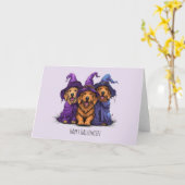 Happy Halloween Golden Retriever Hunde Hexen Karte (Gelbe Blume)