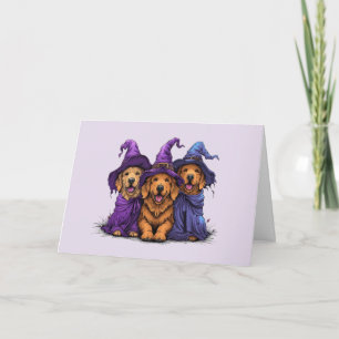 Happy Halloween Golden Retriever Hunde Hexen Karte
