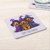 Happy Halloween Golden Retriever Hunde Hexen Rechteckiger Pappuntersetzer (angewinkelt)