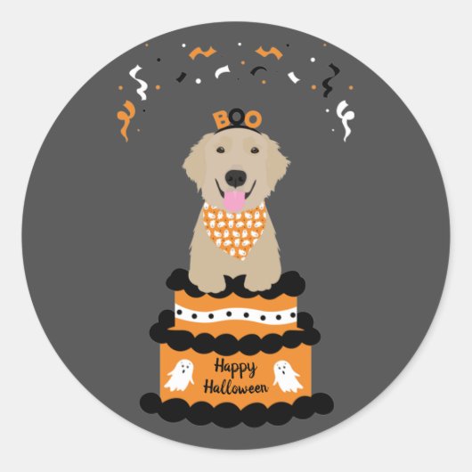 Happy Halloween Golden Retriever Spooky Ghost Boo Runder Aufkleber (Vorderseite)