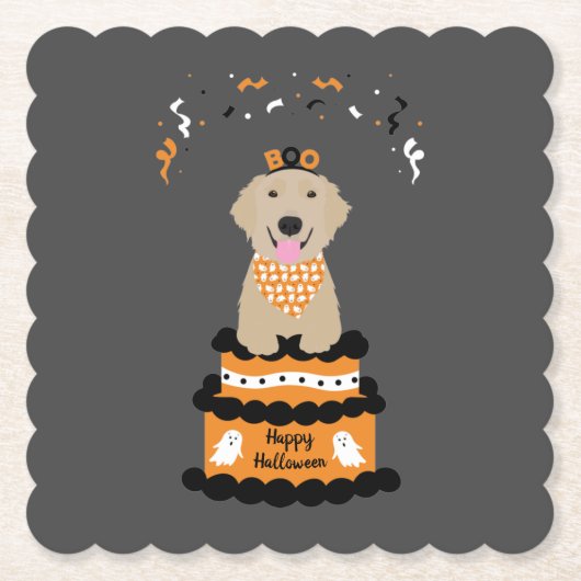 Happy Halloween Golden Retriever Spooky Ghost Boo Untersetzer (Vorderseite)