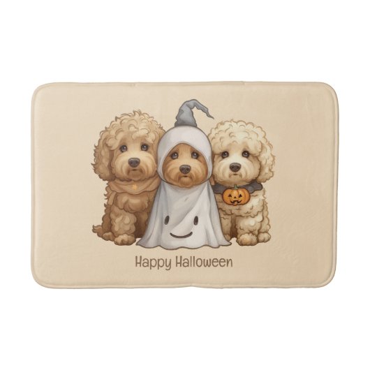 Happy Halloween Goldendoodle Hunde Badematte (Vorderseite)