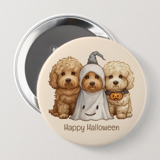 Happy Halloween Goldendoodle Hunde Button (Vorne & Hinten)