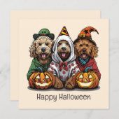 Happy Halloween Goldendoodle Hunde Einladung (Vorne/Hinten)