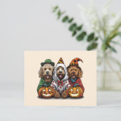 Happy Halloween Goldendoodle Hunde Postkarte (Stehend Vorderseite)