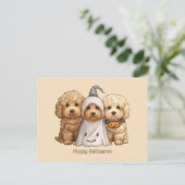 Happy Halloween Goldendoodle Hunde Postkarte (Stehend Vorderseite)
