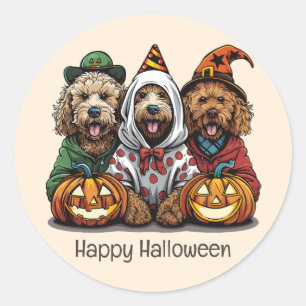 Happy Halloween Goldendoodle Hunde Runder Aufkleber