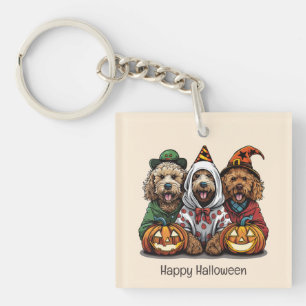 Happy Halloween Goldendoodle Hunde Schlüsselanhänger