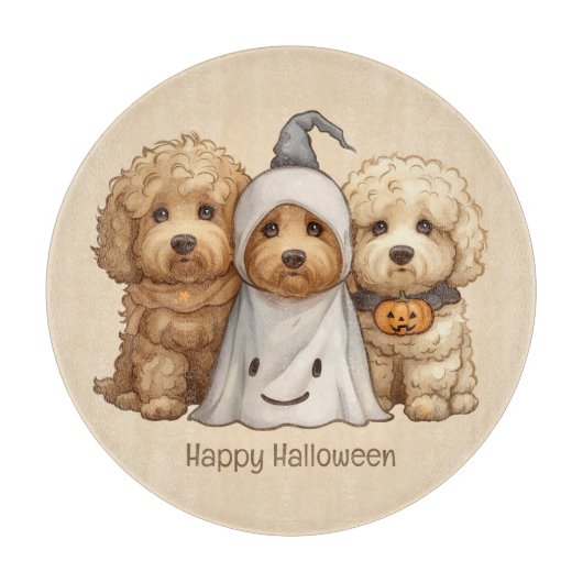 Happy Halloween Goldendoodle Hunde Schneidebrett (Vorderseite)