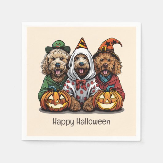 Happy Halloween Goldendoodle Hunde Serviette (Vorderseite)