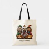 Happy Halloween Goldendoodle Hunde Tragetasche (Rückseite)