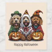 Happy Halloween Goldendoodle Hunde Weinetikett (Einzelnes Label)