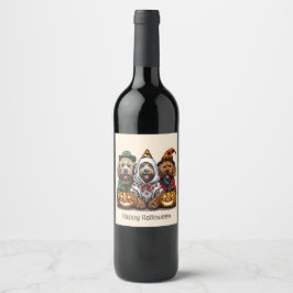 Happy Halloween Goldendoodle Hunde Weinetikett