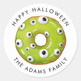 Happy Halloween Gooey Green Donut Runder Aufkleber
