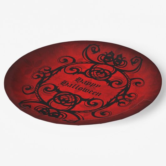 Happy Halloween Gothic Style Pappteller (Schrägansicht)