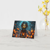 Happy Halloween Gothic Witch Illustration Karte (Gelbe Blume)