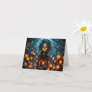 Happy Halloween Gothic Witch Illustration Karte