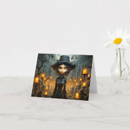 Happy Halloween Gothic Witch Illustration Karte