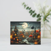 Happy Halloween | Gotische Spuk Landschaft Postkarte (Stehend Vorderseite)