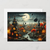 Happy Halloween | Gotische Spuk Landschaft Postkarte (Vorne/Hinten)