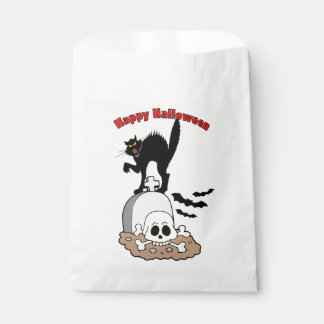 Happy Halloween Gravestone Black Cat and Skull Geschenktütchen