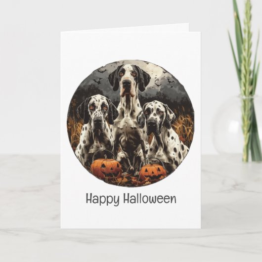 Happy Halloween Great Dane Hund Kürbislaterne Karte (Vorderseite)