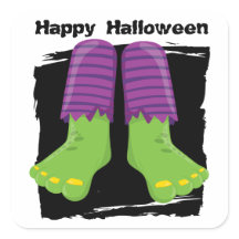 Happy Halloween Green Monster Feet