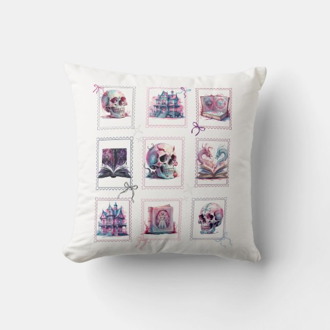 Happy Halloween Grid Design spukhafte Bilder Kissen (Vorderseite)