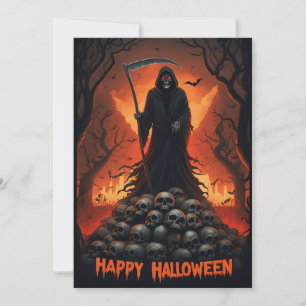 Happy Halloween Grim Sensenmann und Skulls Feiertagskarte