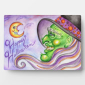 Happy Halloween Grüne Hexe Dekoration Fotoplatte (Vorderseite)