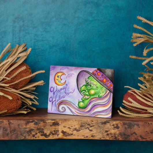 Happy Halloween Grüne Hexe Dekoration Fotoplatte (Seite)