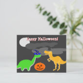 Happy Halloween Grüße Dinosaurier Postcard Postkarte (Stehend Vorderseite)