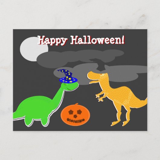 Happy Halloween Grüße Dinosaurier Postcard Postkarte (Vorderseite)