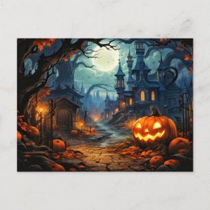Happy Halloween   Gut beleuchtet Nefarious Pumpkin Postkarte