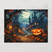 Happy Halloween | Gut beleuchtet Nefarious Pumpkin Postkarte (Vorderseite)