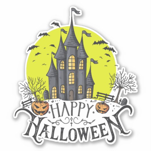 happy Halloween, Halloween party, funny Halloween Aufkleber (Vorderseite)
