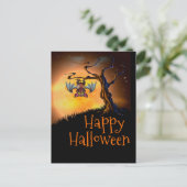 Happy Halloween Hanging Bat Postkarte (Stehend Vorderseite)