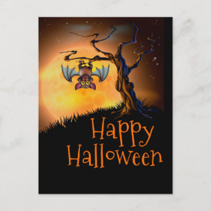 Happy Halloween Hanging Bat Postkarte