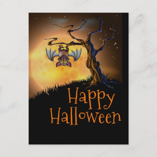 Happy Halloween Hanging Bat Postkarte (Vorderseite)