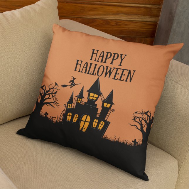 Happy Halloween Haunted House Fun Decoration Kissen (Von Creator hochgeladen)