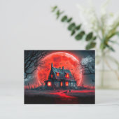 Happy Halloween Haunted House Postkarte (Stehend Vorderseite)